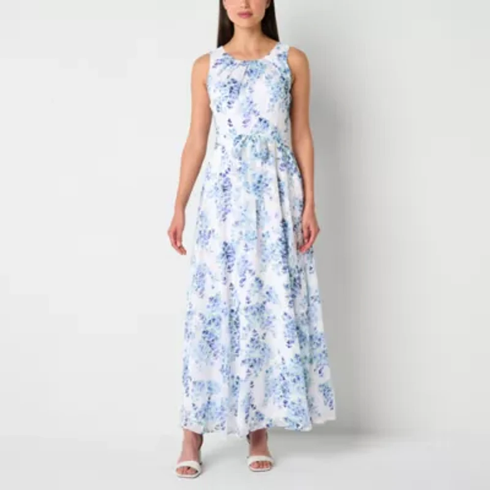 R & K Originals Womens Sleeveless Floral Maxi Dress
