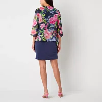 R & K Originals Womens Floral Faux-Jacket Dress