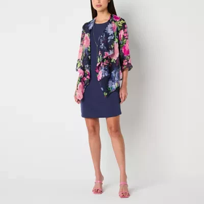 R & K Originals Womens Floral Faux-Jacket Dress