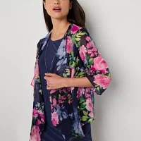 R & K Originals Womens Floral Faux-Jacket Dress