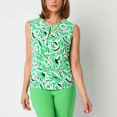 Black Label by Evan-Picone Womens Keyhole Neck Sleeveless Blouse