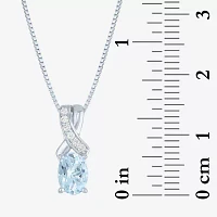 Womens Genuine Blue Aquamarine Sterling Silver Oval Pendant Necklaces