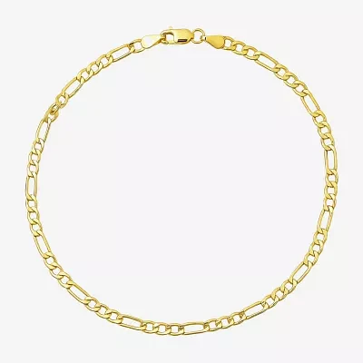 Made in Italy 10K Gold Inch Semisolid Figaro Chain Bracelet