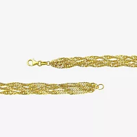 Made in Italy 10K Gold 7.5 Inch Hollow Singapore Chain Bracelet