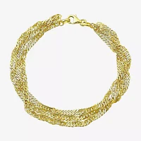 Made in Italy 10K Gold 7.5 Inch Hollow Singapore Chain Bracelet