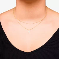 Made in Italy Womens 14K Gold Cross Pendant Necklace