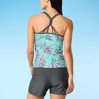 Free Country Stretch Fabric Floral Tankini Swimsuit Top
