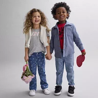 Okie Dokie Toddler & Little Girls Adjustable Waist Stretch Fabric Flare Leg Jean