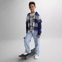 Thereabouts Little & Big Boys Hooded Long Sleeve Flannel Shirt