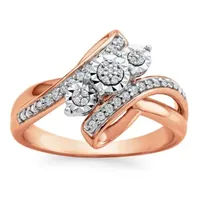 Womens 1/7 CT.T.W. Natural Diamond 14K Rose Gold Over SIlver Cocktail Ring