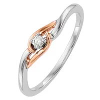 Promise My Love Womens Diamond Accent Natural White 14K Two Tone Gold Round Ring