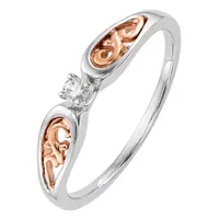 Promise My Love Womens Diamond-Accent (G-I / I1) Diamond 14K Two Tone Gold Round Ring