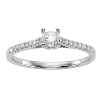 Promise My Love Womens 1/5 CT. T.W. Mined White Diamond 14K Gold Round Side Stone Ring