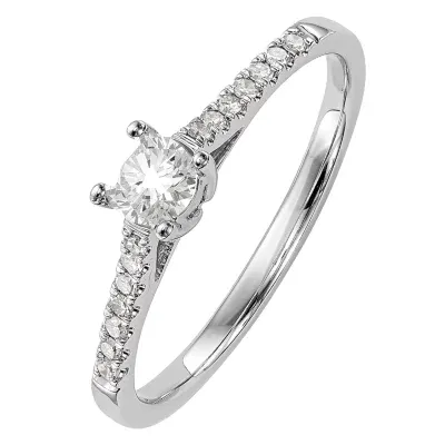 Promise My Love Womens 1/5 CT. T.W. Mined White Diamond 14K White Gold Round Side Stone Promise Ring