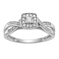 Promise My Love Womens 1/3 CT. T.W. Natural White Diamond 14K Gold Halo Ring