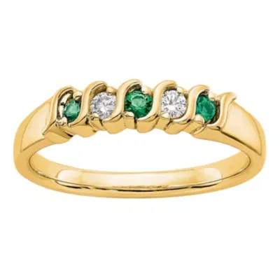 Modern Bride Gemstone 2MM 1/ CT. T.W. Genuine Green Emerald 14K Gold Wedding Band