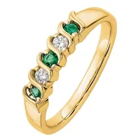 Modern Bride Gemstone 2MM 1/ CT. T.W. Genuine Green Emerald 14K Gold Wedding Band