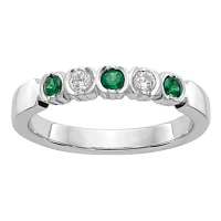 Modern Bride Gemstone 2.5MM / CT. T.W. Genuine Green Emerald 14K White Gold Wedding Band