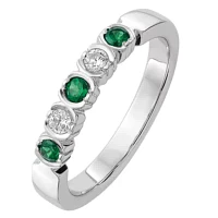 Modern Bride Gemstone 2.5MM / CT. T.W. Genuine Green Emerald 14K White Gold Wedding Band