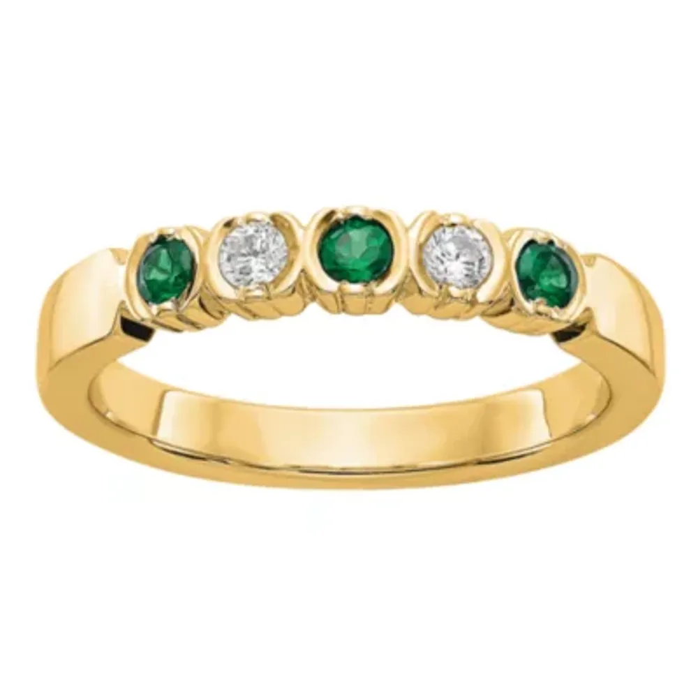 Modern Bride Gemstone 2.5MM / CT. T.W. Genuine Green Emerald 14K Gold Wedding Band