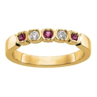 Modern Bride Gemstone 2.5MM 1/ CT. T.W. Lead Glass-Filled Red Ruby 14K Gold Wedding Band