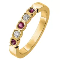 Modern Bride Gemstone 2.5MM 1/ CT. T.W. Lead Glass-Filled Red Ruby 14K Gold Wedding Band