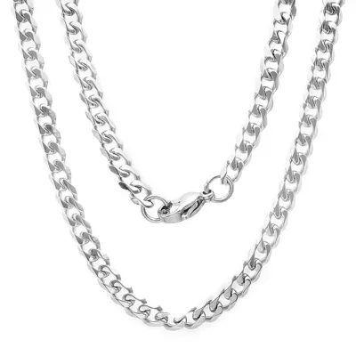 Steeltime Stainless Steel 24 Inch Solid Curb Chain Necklace