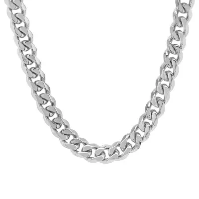 Steeltime Stainless Steel 24 Inch Semisolid Curb Chain Necklace