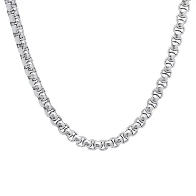 Steeltime Stainless Steel 24 Inch Solid Link Chain Necklace