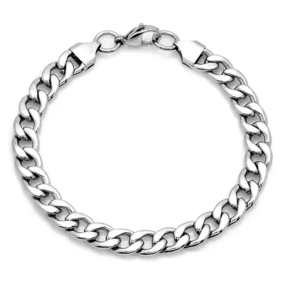 Steeltime Stainless Steel Solid Curb Chain Bracelet
