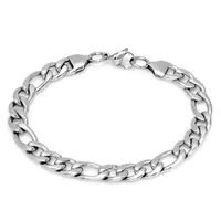 Steeltime Stainless Steel Solid Figaro Chain Bracelet