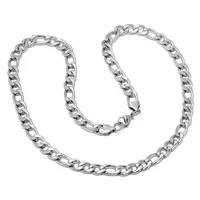 Steeltime Stainless Steel 24 Inch Solid Figaro Chain Necklace