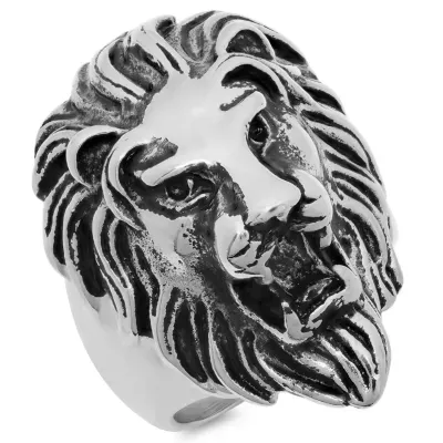 Steeltime Lion Mens Stainless Steel Fashion Ring