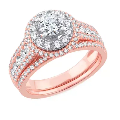 Womens 1 / CT. T.W. Natural White Diamond 10K Gold Rose Round Engagement Ring