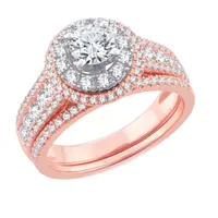 Womens 1 / CT. T.W. Natural White Diamond 10K Gold Rose Round Engagement Ring