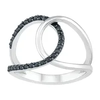 Double C Link Womens 1/4 CT. T.W. Natural Black Diamond Sterling Silver Cocktail Ring