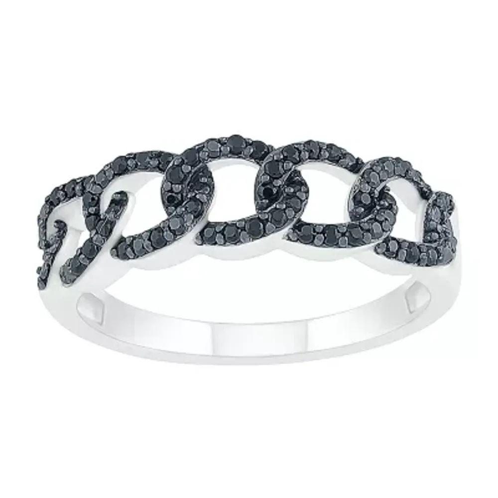 Womens 1/4 CT. T.W. Natural Black Diamond Sterling Silver Cocktail Ring