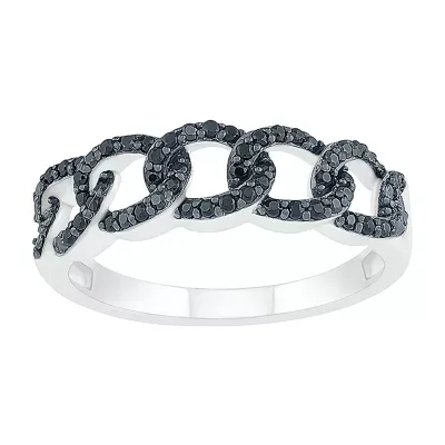 Womens 1/4 CT. T.W. Natural Black Diamond Sterling Silver Cocktail Ring