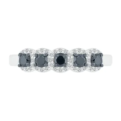 2MM 1/2 CT. T.W. Mined Black Diamond Sterling Silver 5-Stone Band