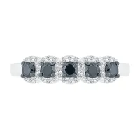 2MM 1/2 CT. T.W. Natural Black Diamond Sterling Silver 5-Stone Band