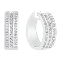 1 CT. T.W. Natural White Diamond Sterling Silver 20.5mm Hoop Earrings