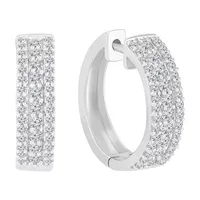 1 CT. T.W. Mined White Diamond Sterling Silver 20mm Hoop Earrings