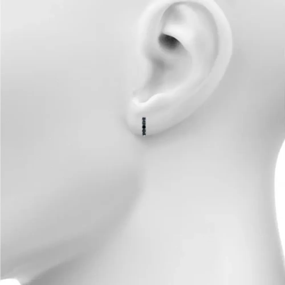 1/2 CT. T.W. Natural Black Diamond Sterling Silver 13mm Hoop Earrings