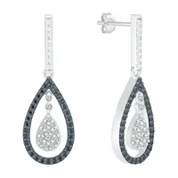 1/ CT. T.W. Natural Diamond Sterling Silver Pear Drop Earrings