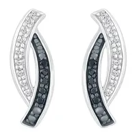 1/8 CT. T.W. Mined Black Diamond Sterling Silver 14.5mm Curved Stud Earrings