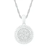 Womens 1/10 CT. T.W. Mined White Diamond Sterling Silver Round Pendant Necklace