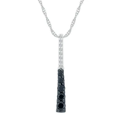 Linear Womens 1/4 CT. T.W. Natural Black Diamond Sterling Silver Pendant Necklaces