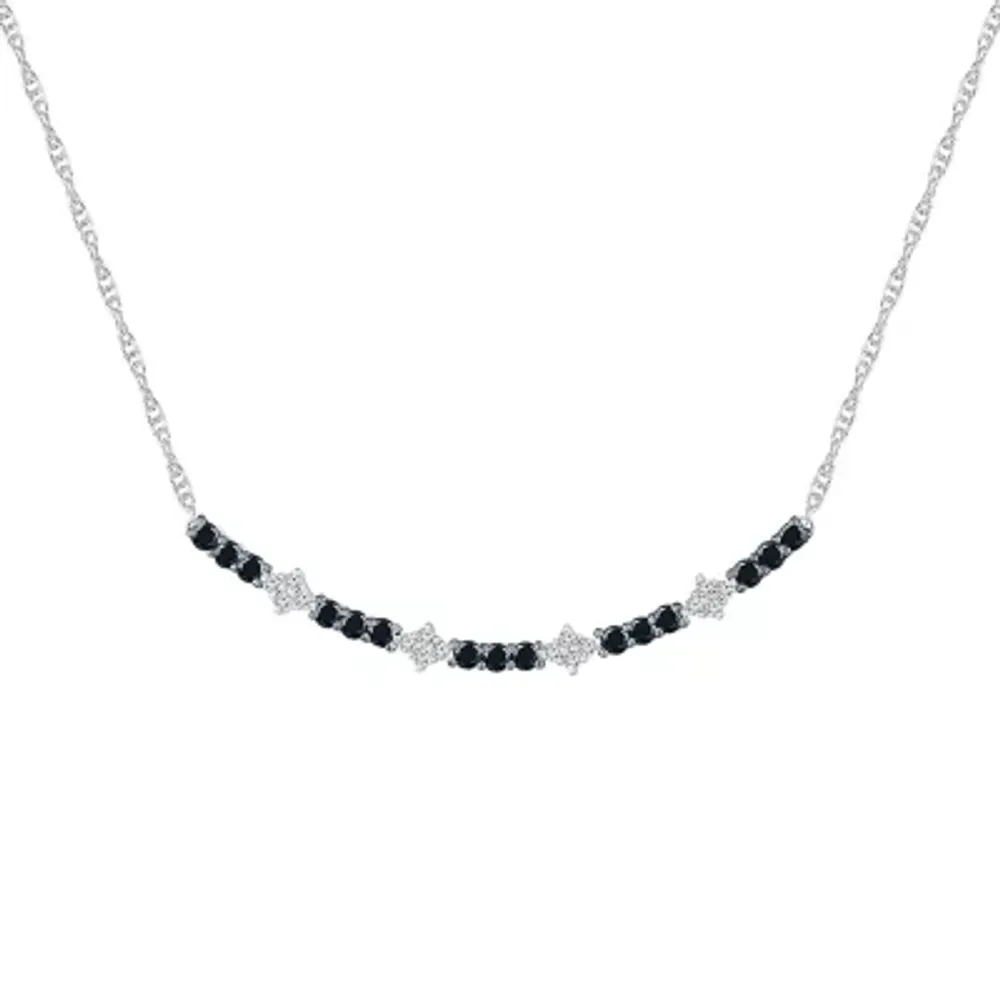 Womens 3/4 CT. T.W. Natural Black Diamond Sterling Silver Curved Pendant Necklaces