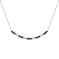 Womens 3/4 CT. T.W. Natural Black Diamond Sterling Silver Curved Pendant Necklace