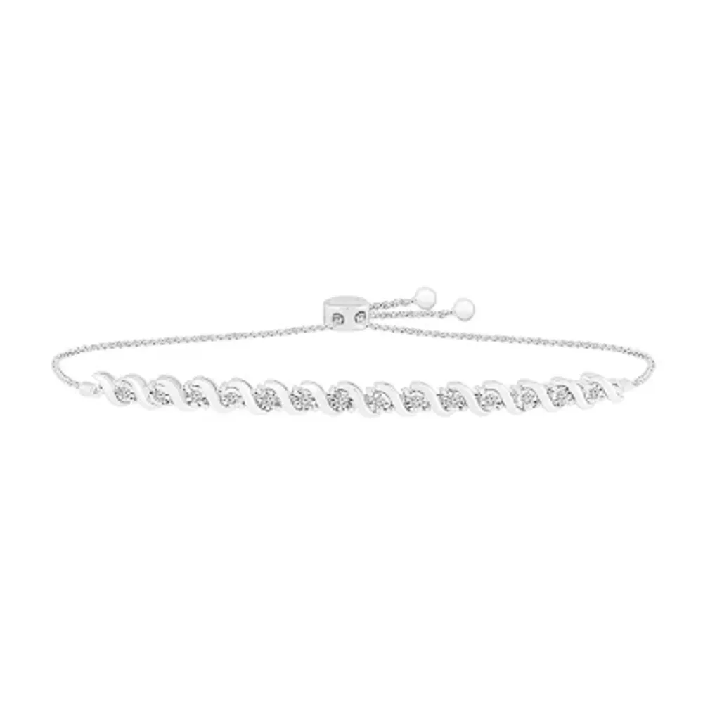 1/2 CT. T.W. Natural White Diamond Sterling Silver Bolo Bracelet